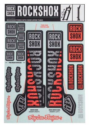 RockShox Decal Kit Troy Lee Design 35mm Argento / Arancione