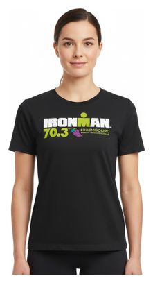 Camiseta negra de manga corta Ironman 70.3 Luxemburgo para mujer