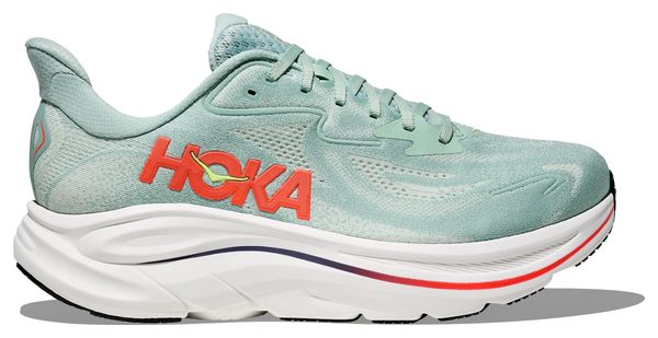 Chaussures Running Hoka Clifton 10 Large Vert/Rouge Homme