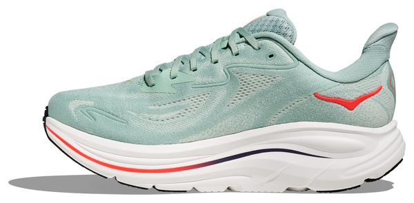 Chaussures Running Hoka Clifton 10 Large Vert/Rouge Homme