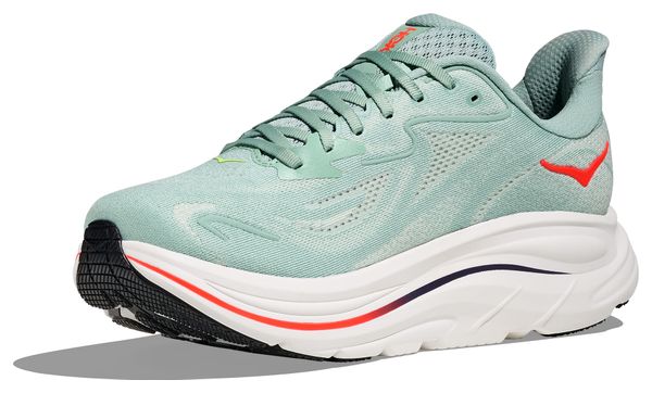 Chaussures Running Hoka Clifton 10 Large Vert/Rouge Homme