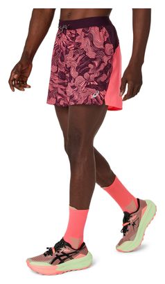 Asics Fujitrail All Over Print 5-inch Red Men's Shorts