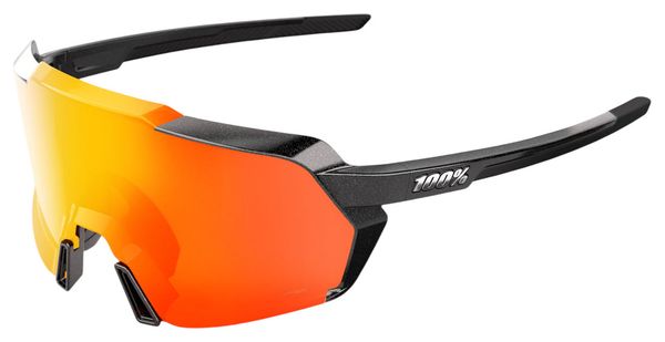 100% Korbin Gloss Metallic Black Sunglasses - HiPER Red Mirror