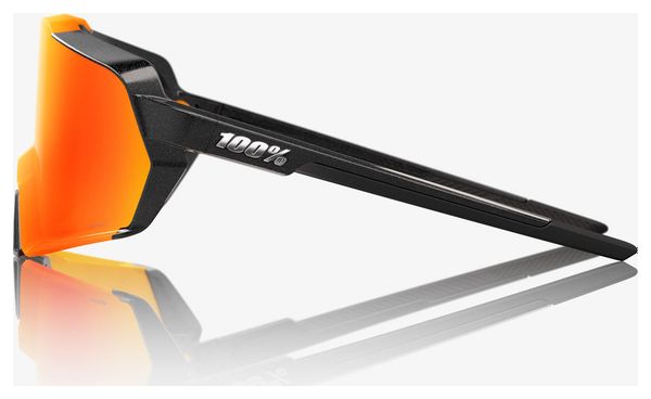 100% Korbin Gloss Metallic Black Sunglasses - HiPER Red Mirror