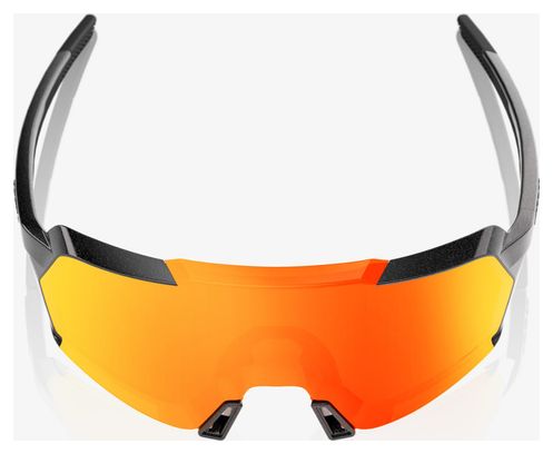 100% Korbin Gloss Metallic Black Sunglasses - HiPER Red Mirror