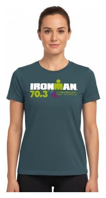 Camiseta de manga corta Ironman 70.3 Luxemburgo Azul Turquesa para mujer