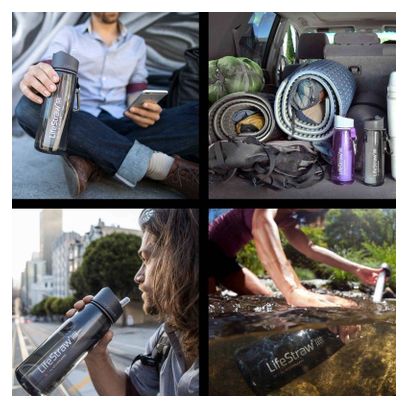 LifeStraw Go2  filtre d'eau bouteille avec paille de filtre intégrée gris