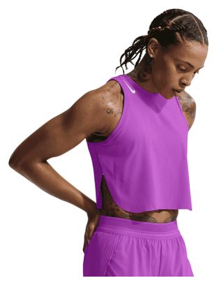 Camiseta sin mangas corta Nike AeroSwift morada para mujer