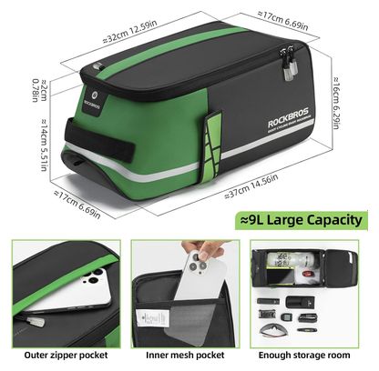 Sacoche de porte-bagages arrière 4 L  étanche et réfléchissante
