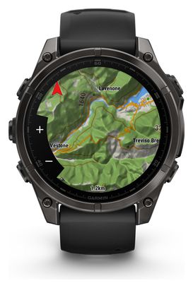 Garmin Fēnix 8 AMOLED - 47 mm Saffier Titanium Carbon Gray DLC GPS Horloge met Siliconen Band Zwart/Kiezelgrijs