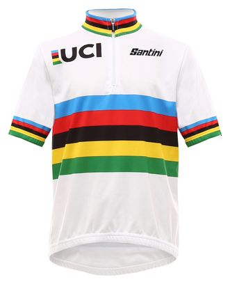 Santini Kindertrui met korte mouwen UCI Wereldkampioen Wit