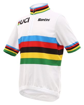Santini Kindertrui met korte mouwen UCI Wereldkampioen Wit