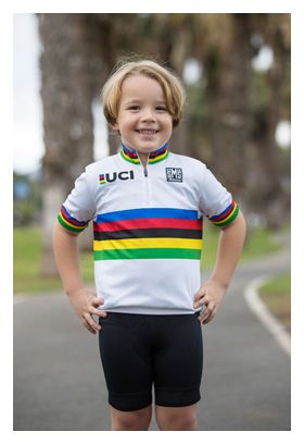 Santini Kindertrui met korte mouwen UCI Wereldkampioen Wit