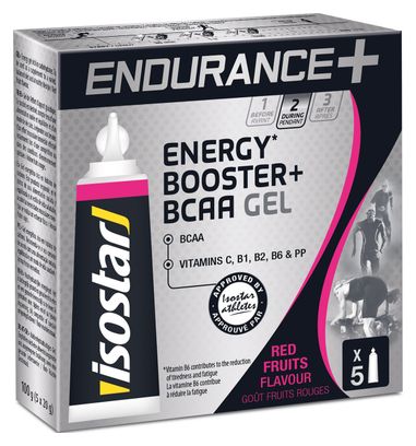 Gels Energétiques Isostar Endurance+ Booster BCAA Fruits Rouges 5x20g