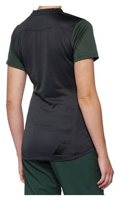 Maglia a manica corta 100% Ridecamp Charcoal Grey/Forest Green da donna