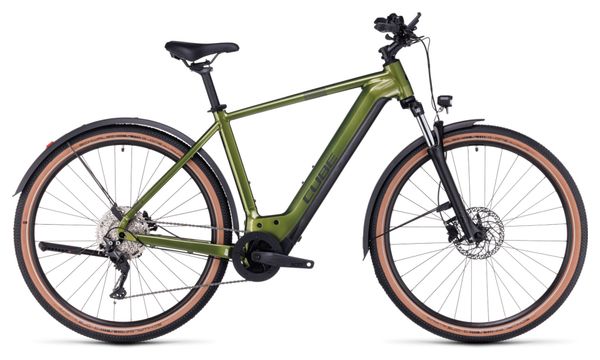 Cube Nuride Hybrid Pro 750 Allroad Bicicleta eléctrica híbrida Shimano Deore 10S 750 Wh 29'' Verde musgo brillante 2023