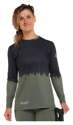 Langarmtrikot Damen Race Khaki/Schwarz