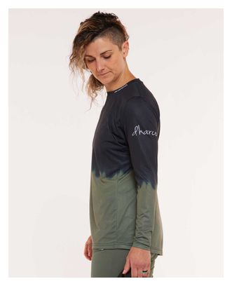 Langarmtrikot Damen Race Khaki/Schwarz