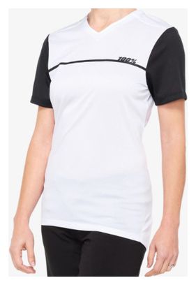 Maillot de manga corta para mujer 100% Ridecamp Blanco / Negro