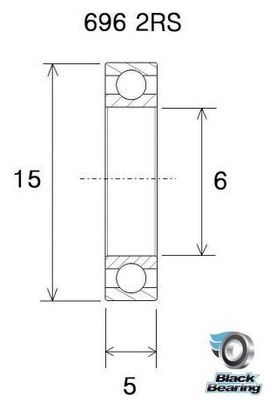 Black Bearing 696 2RS 6 x 15 x 5 mm