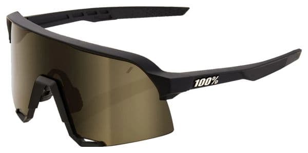 100% Brille - S3 - Soft Tact Schwarz - Verspiegelte Gläser Gold