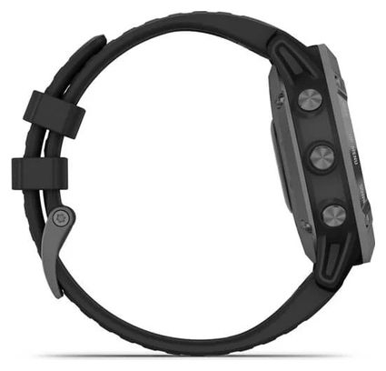 Montre GPS Garmin fenix 6 - Pro Solar Edition Gray avec Bracelet Silicone Noir