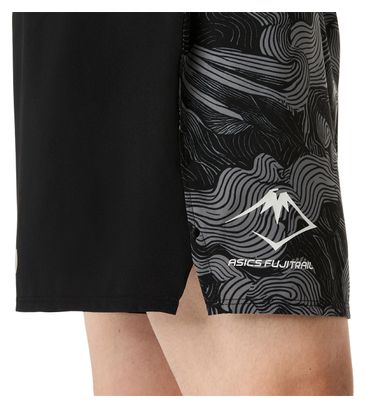 Pantalones cortos Asics Fujitrail All Over Print 5in, negro/gris, para hombre