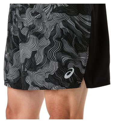 Pantalones cortos Asics Fujitrail All Over Print 5in, negro/gris, para hombre