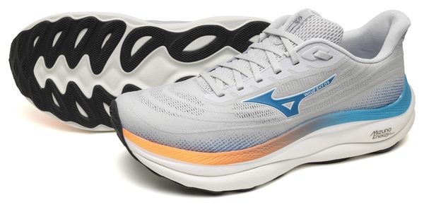 Zapatillas de running Mizuno Wave Sky 9 blancas/azules/naranjas para hombre