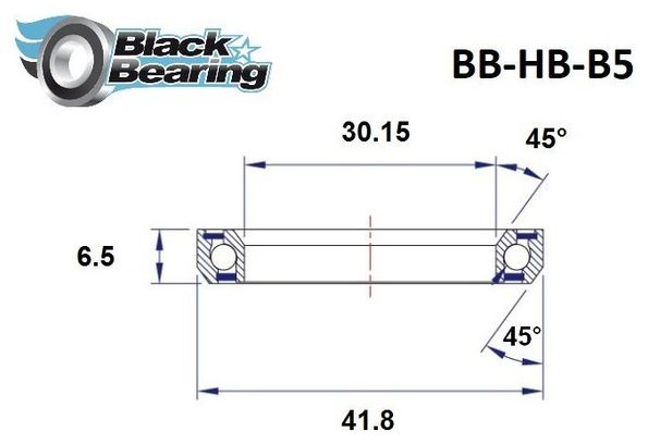 Black Bearing B5 Cuscinetto dello sterzo 30,15 x 41,8 x 6,5 mm 45/45 °