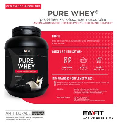 EAFIT Pure Whey Vanille Noisette 750gr