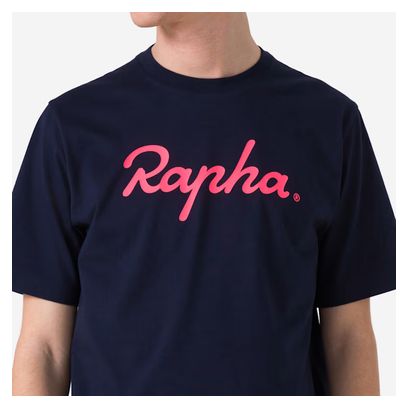 Rapha Katoenen T-Shirt Groot Logo Blauw/Roze