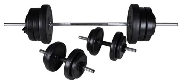 Banc de musculation d'entraînement réglable avec jeu d'haltères 60 5 kg noir et rouge 02_0000027