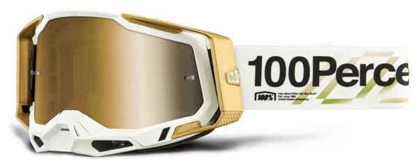 Racecraft 2 Succession White 100% Goggle - Mirror Gold Lens