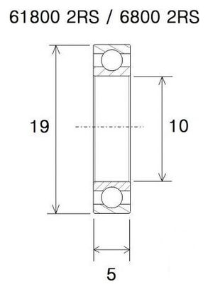 Zwart lager B5 6800-2RS 10 x 19 x 5