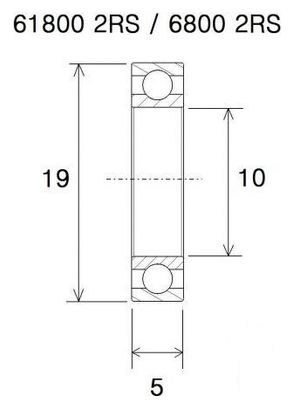 Black Bearing B5 6800-2RS 10 x 19 x 5