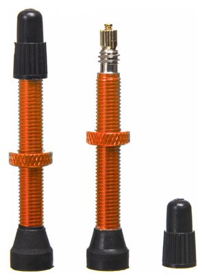 Pair of Neatt Tubeless Presta Valves Orange