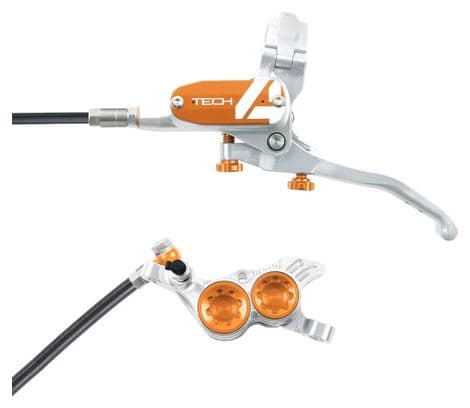 Hope Tech 4 V4 Disc Break - Tubo standard argento/arancione posteriore