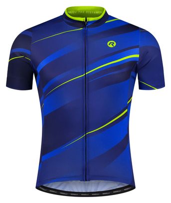 Maillot Manches Courtes Velo Rogelli Buzz - Homme - Bleu/Fluor