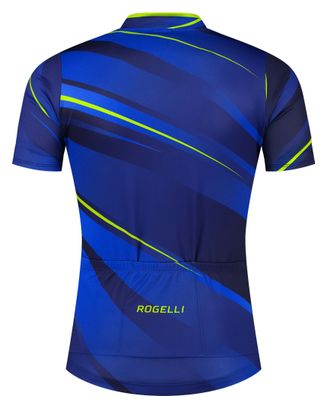 Maillot Manches Courtes Velo Rogelli Buzz - Homme - Bleu/Fluor