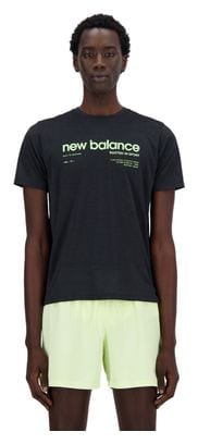 New Balance Athletics Run Kurzarmtrikot Schwarz Gelb Herren