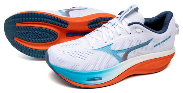 Zapatillas de running Mizuno Wave Rider 30 Blanco/Azul/Naranja para hombre