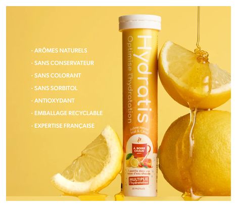 Confezione da 20 pastiglie Hydratis al miele e limone
