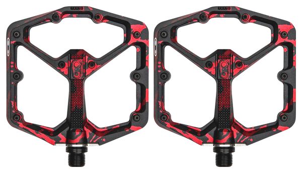 Pair of Crankbrothers Stamp 7 Wide Flat Pedals Limited Edition Black / Red Splatter