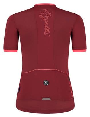 Maillot Manches Courtes Velo Rogelli Essential - Femme - Bordeaux/Corail