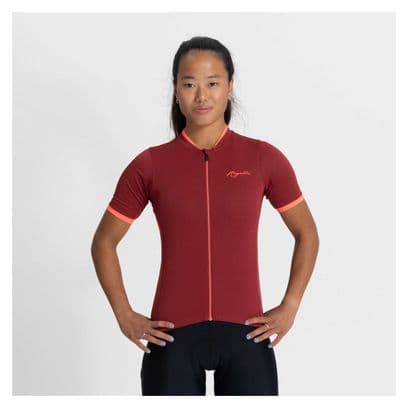 Maillot Manches Courtes Velo Rogelli Essential - Femme - Bordeaux/Corail