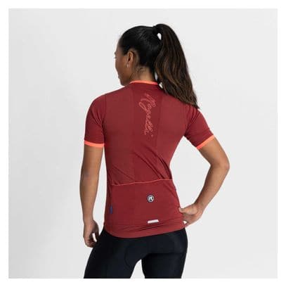 Maillot Manches Courtes Velo Rogelli Essential - Femme - Bordeaux/Corail