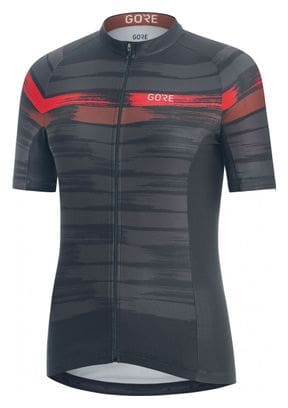 GORE C3 Woman Short Sleeve Jersey Paint Black Red