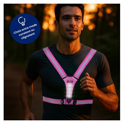 R2B Gilet de course rechargeable - Gilet de Sécurité - Réfléchissant - Rose