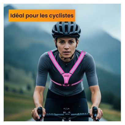 R2B Gilet de course rechargeable - Gilet de Sécurité - Réfléchissant - Rose